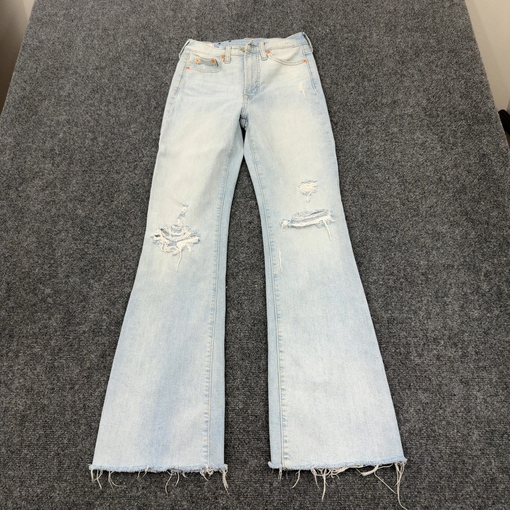 Gap Jeans Women 25 Light Wash Denim Distressed High Rise 70s Flare Boho Style